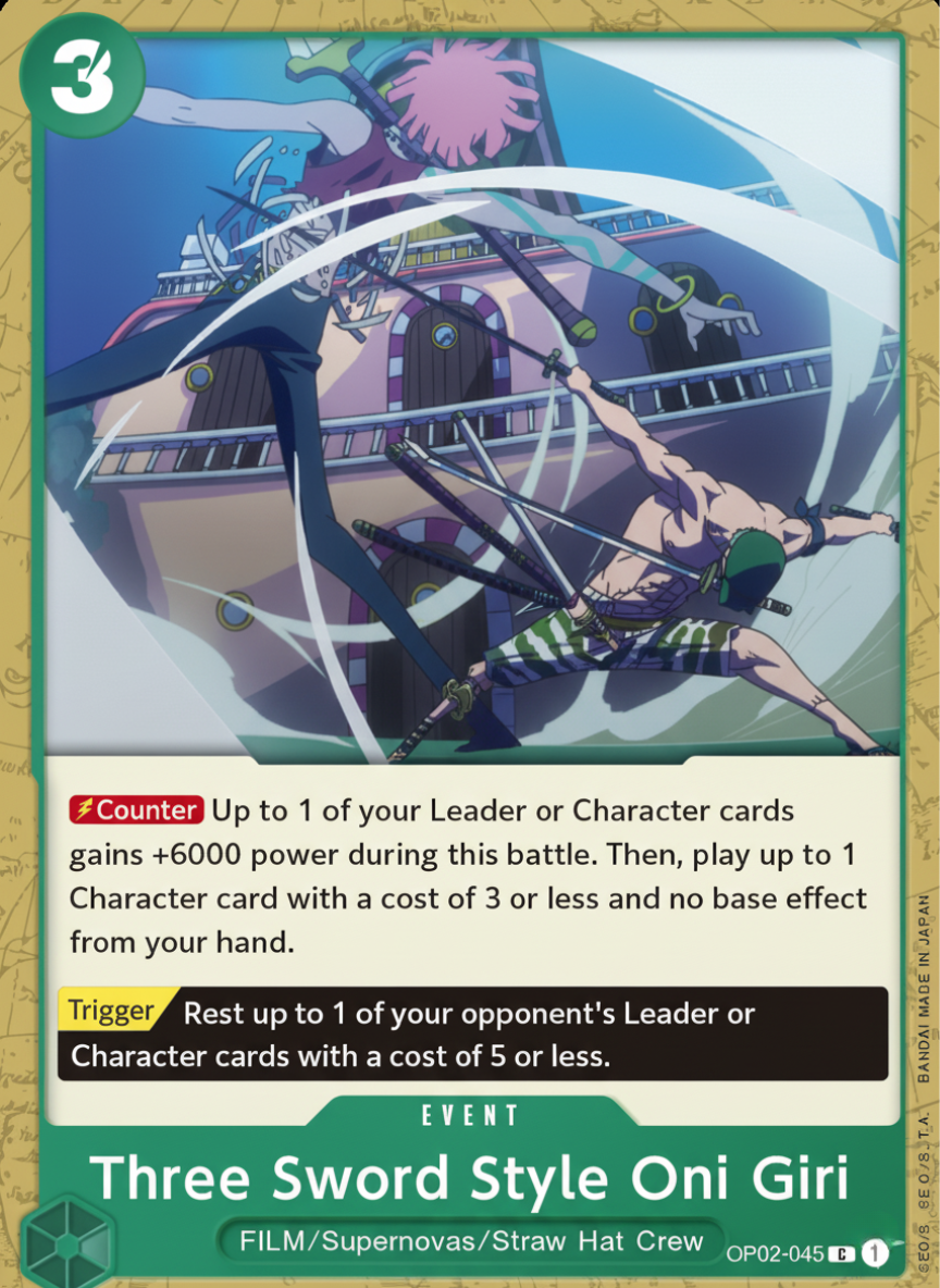 Three Sword Style Oni Giri (OP02-045-C)
